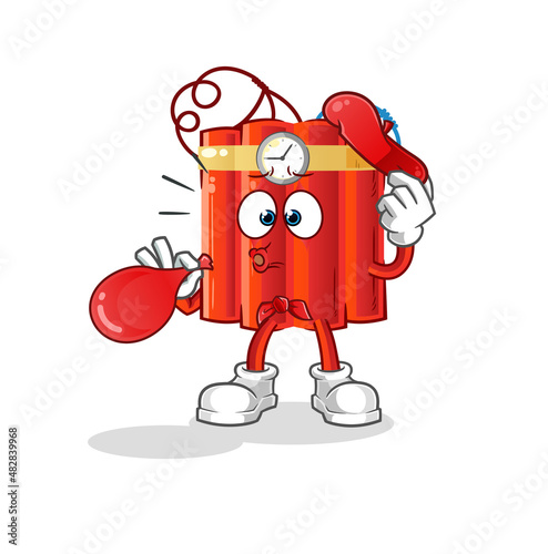 dynamite pantomime blowing balloon. cartoon mascot vector
