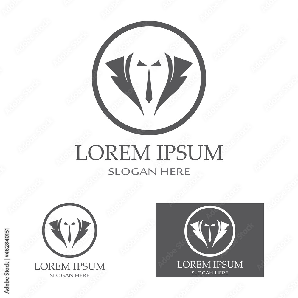 Tuxedo icon and logo for menswear , design template and vector illustration Tuxedo icon and logo for menswear , design template and vector illustration
