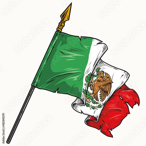 Colorful Mexican flag with eagle