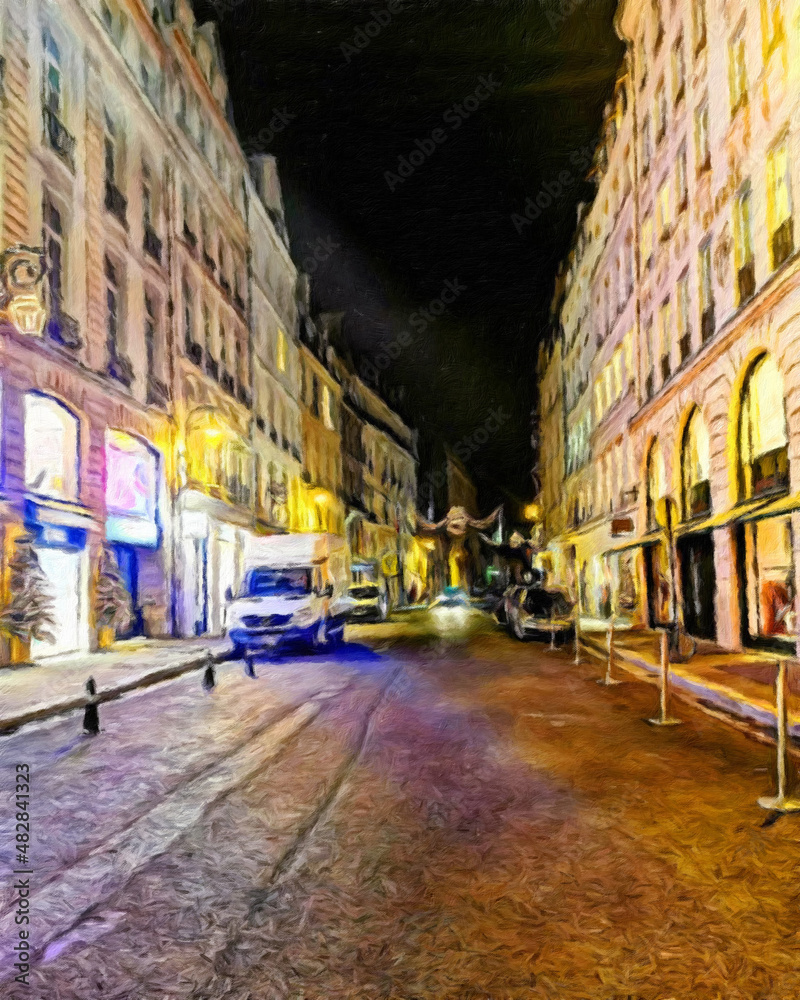 Fototapeta premium beautiful city view artwork. watercolor and oil painting mixed style. digital artwork in big size for print or graphic design