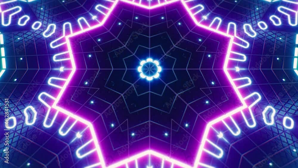 Glowing Neon Kaleidoscope Light VJ Loop Nightclub Event Background Glowing Neon Kaleidoscope Light VJ Loop Nightclub Event Background
