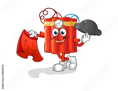 dynamite matador with red cloth illustration. character vector