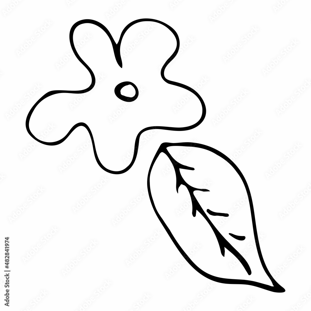 Scandinavian floral element. Scandi style vector doodle leaf and flower. Scandinavian floral element. Scandi style vector doodle leaf and flower.