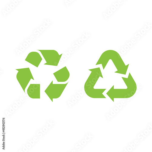 Recycled triangle arrows filled vector icon. Recycle symbol.