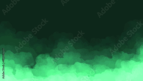colorful green light smoke in dark sky watercolor cloud abstract background vector