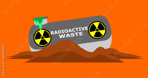 irresponsible disposal of hazardous radioactive nuclear waste, vector illustration