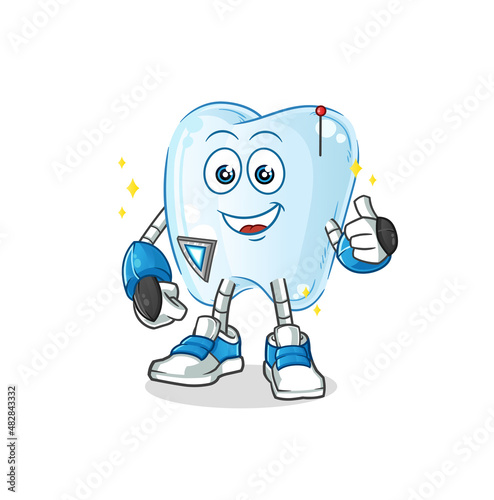 tooth robot character. cartoon mascot vector