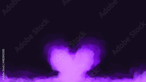 colorful purple heart shape smoke in black watercolor cloud abstract background vector