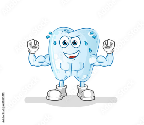 tooth muscular cartoon. cartoon mascot vector