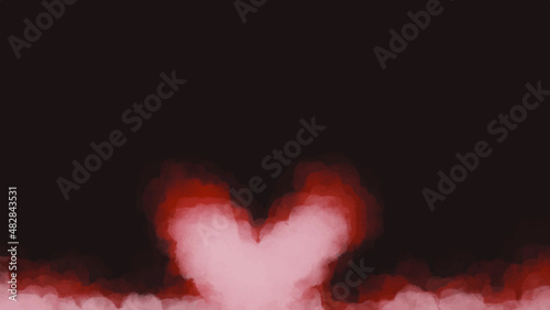 colorful red love heart smoke watercolor dark cloud abstract background vector