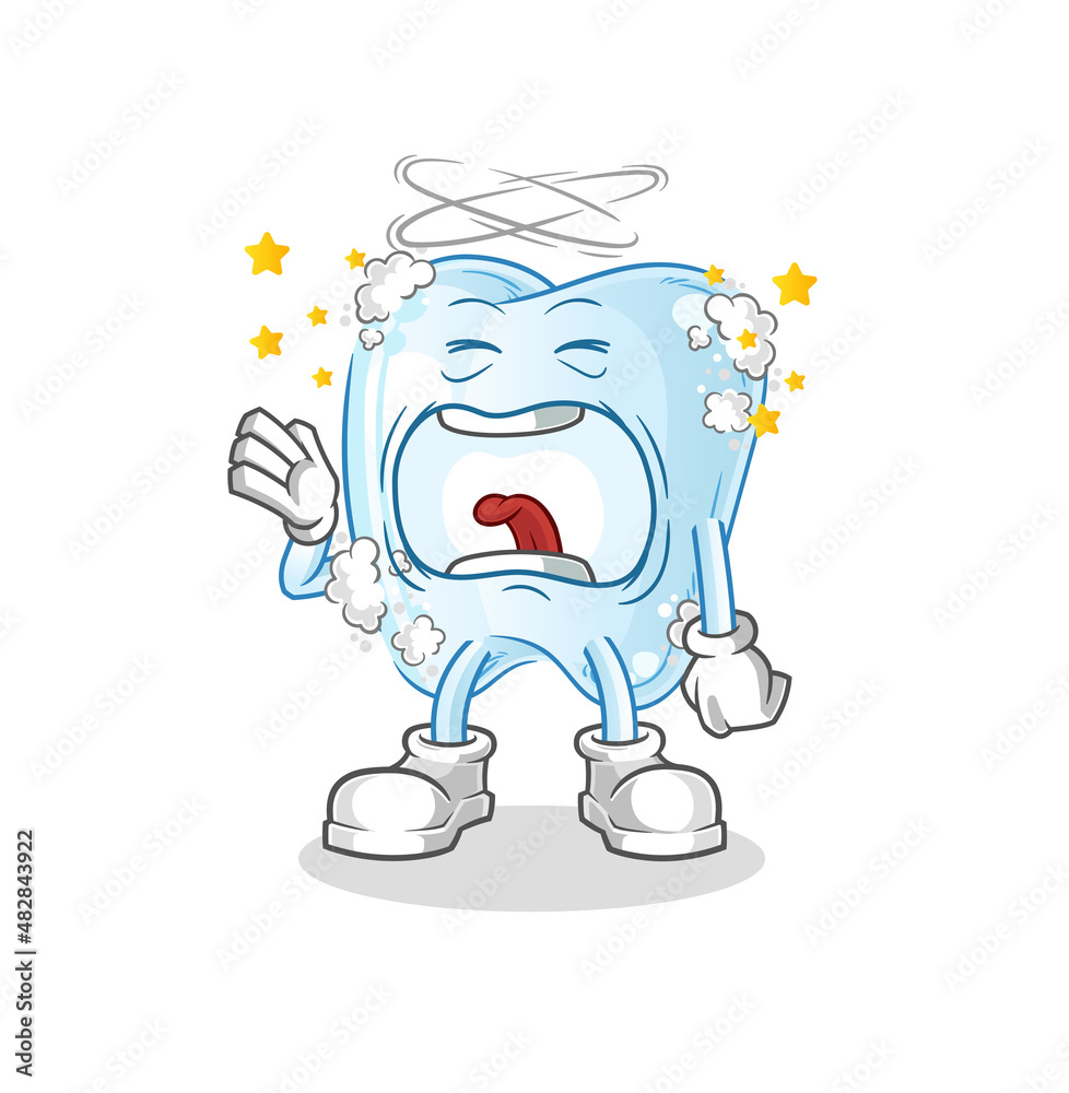 Obraz premium tooth with foam yawn character. cartoon mascot vector