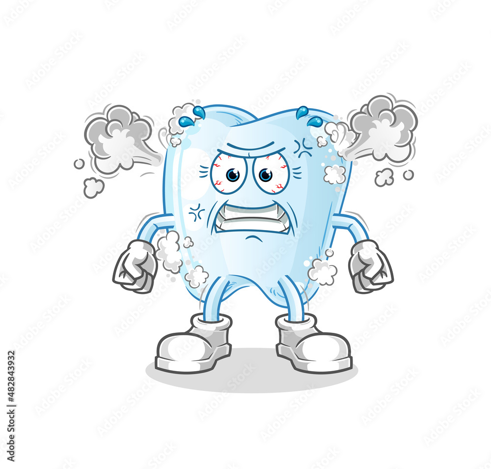 tooth with foam very angry mascot. cartoon vector tooth with foam very angry mascot. cartoon vector
