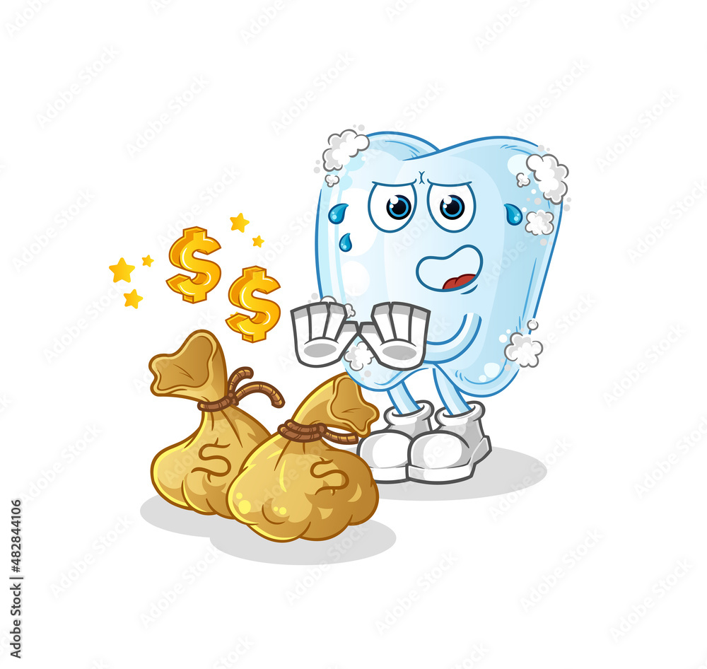 tooth with foam refuse money illustration. character vector