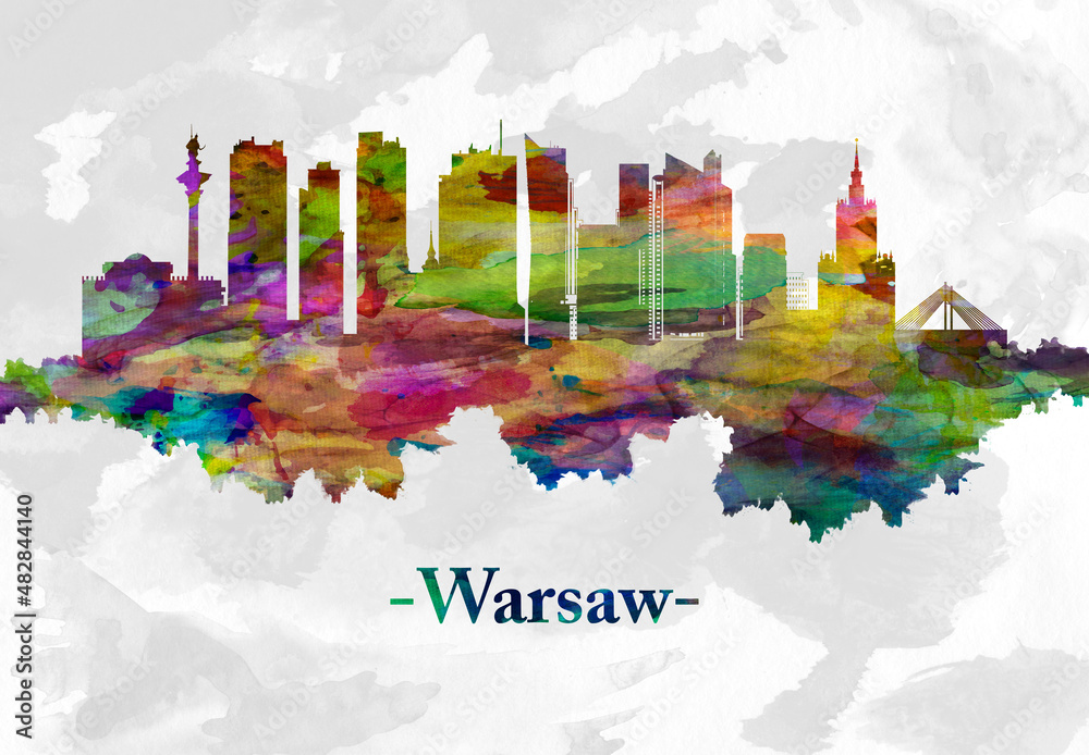 Warsaw Poland skyline - obrazy, fototapety, plakaty 
