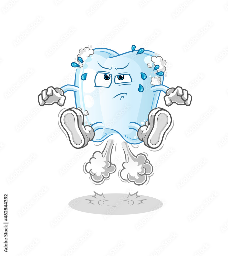 tooth with foam fart jumping illustration. character vector tooth with foam fart jumping illustration. character vector