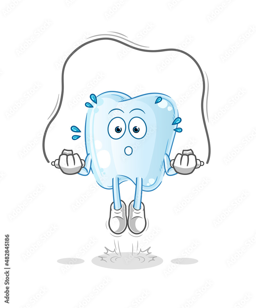 tooth jump rope exercise. character vector tooth jump rope exercise. character vector
