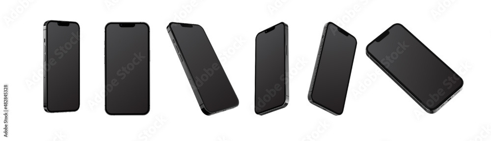 Iphone 13 Smartphones Mockups, with screen editable and png files - obrazy, fototapety, plakaty 