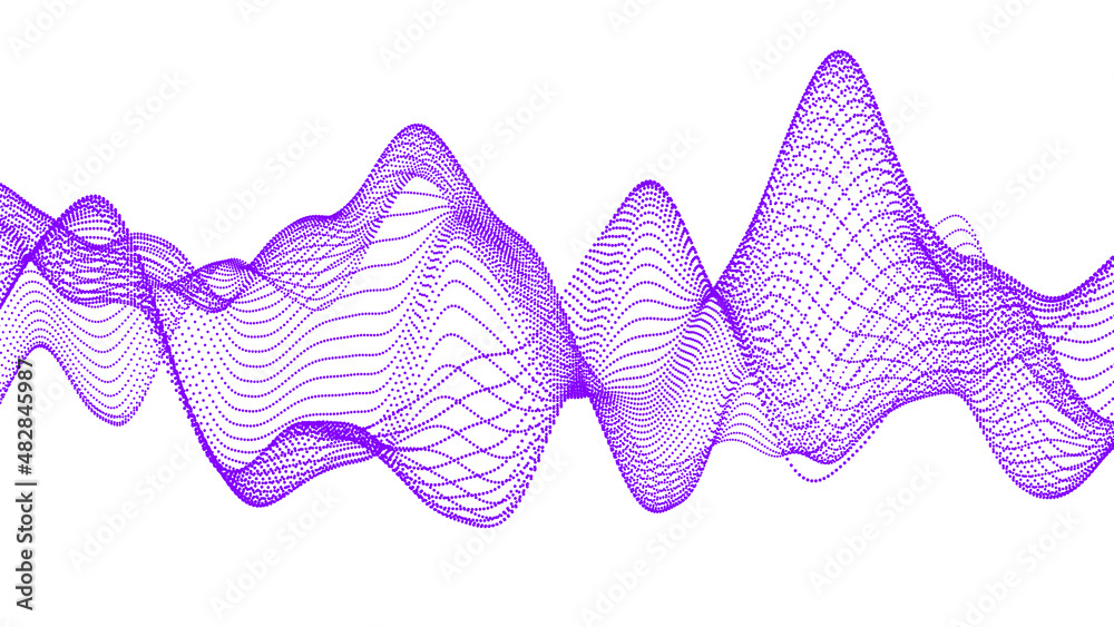 Wave of dots. Gradient wavy background. Abstract cyber backdrop of points. 3d vector illustration.