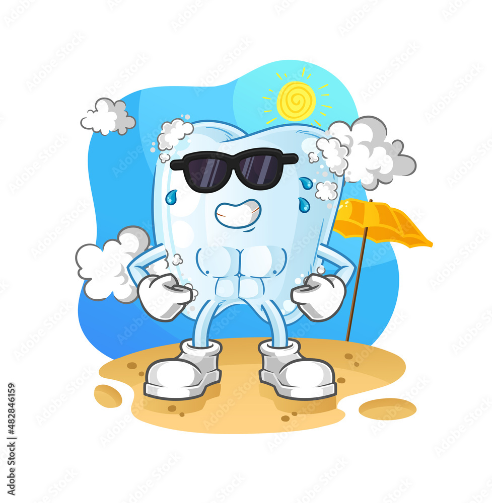 tooth with foam sunbathing in summer. character vector tooth with foam sunbathing in summer. character vector