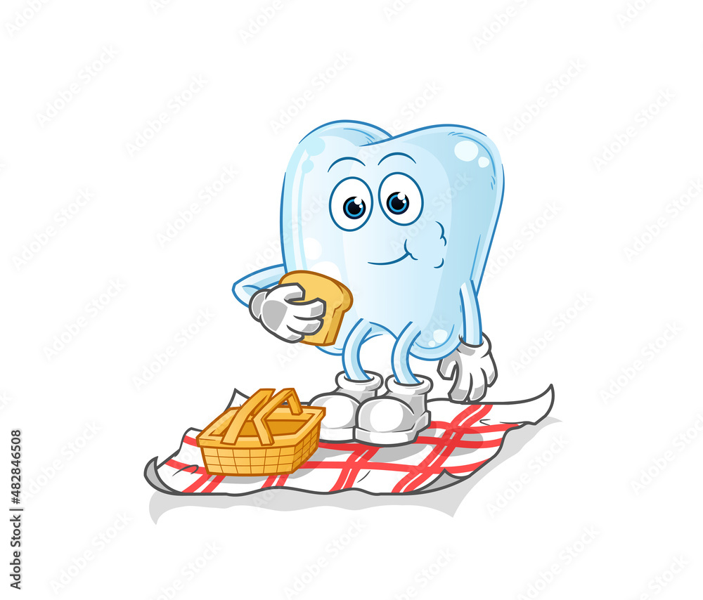 tooth on a picnic cartoon. cartoon mascot vector