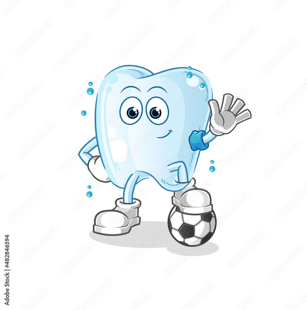tooth playing soccer illustration. character vector tooth playing soccer illustration. character vector