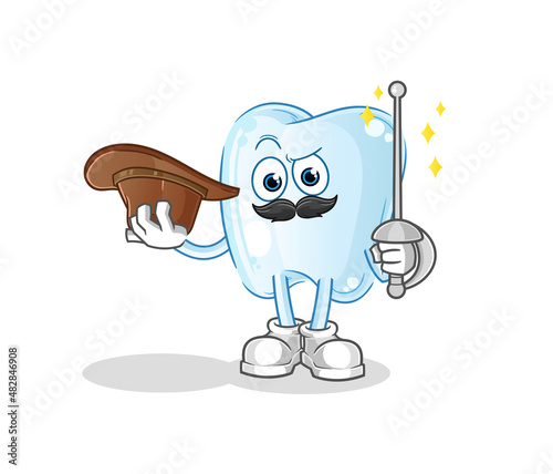 tooth fencer character. cartoon mascot vector