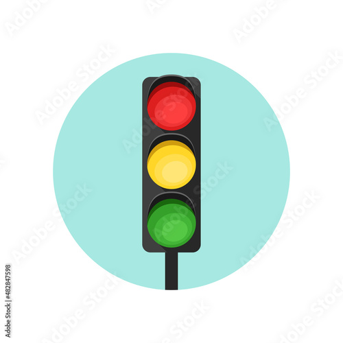 Vector illustration of a traffic light. Traffic regulation.