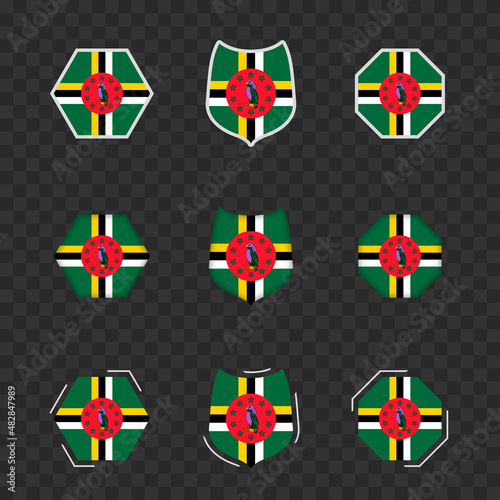 National symbols of Dominica on a dark transparent background, vector flags of Dominica. photo