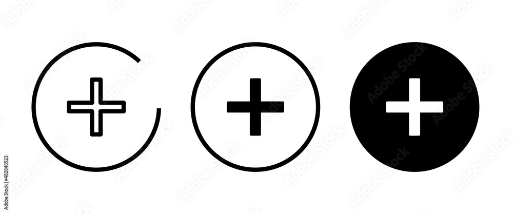 Obraz premium Add, new, plus icon vector, Positive. Zoom in sign, symbol, logo, illustration, editable stroke, flat design style isolated on white