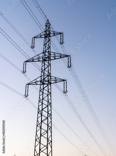 Electricity Switzerland. electricity pylon in Stettbach, Zürich, Schweiz