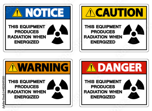 Danger This equipment produces radiation when energized Symbol Sign On White Background