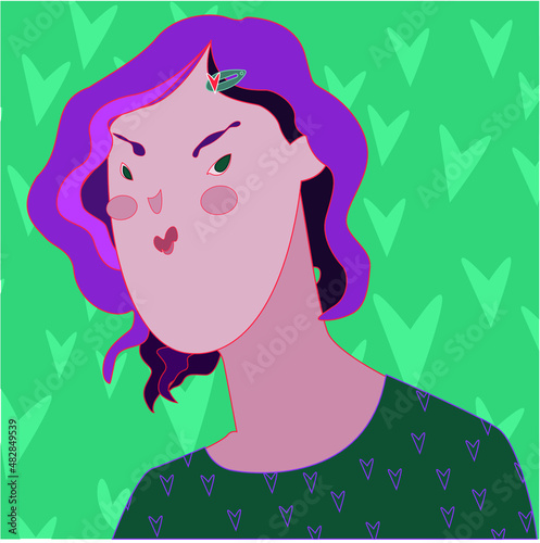white girl on vector heart background ready do date on hapy valentine`s day