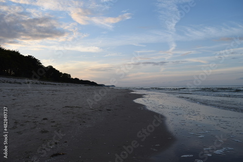 Sunset on the Baltic Sea near Bansin; Germany; Island of Usedeom
