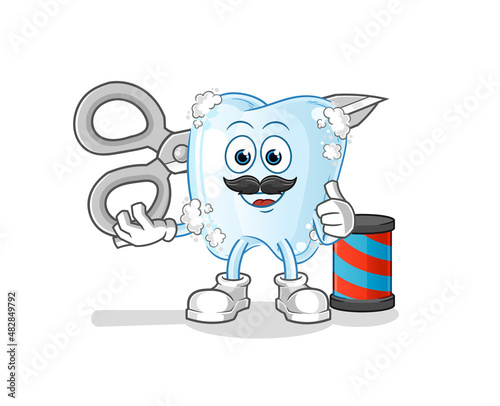 tooth with foam barber cartoon. cartoon mascot vector