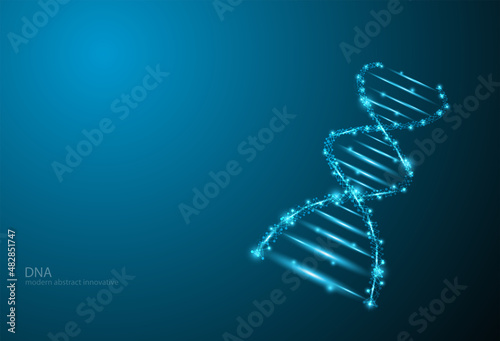 dna concept for biotechnology science medical polygon abstract on a blue background vector