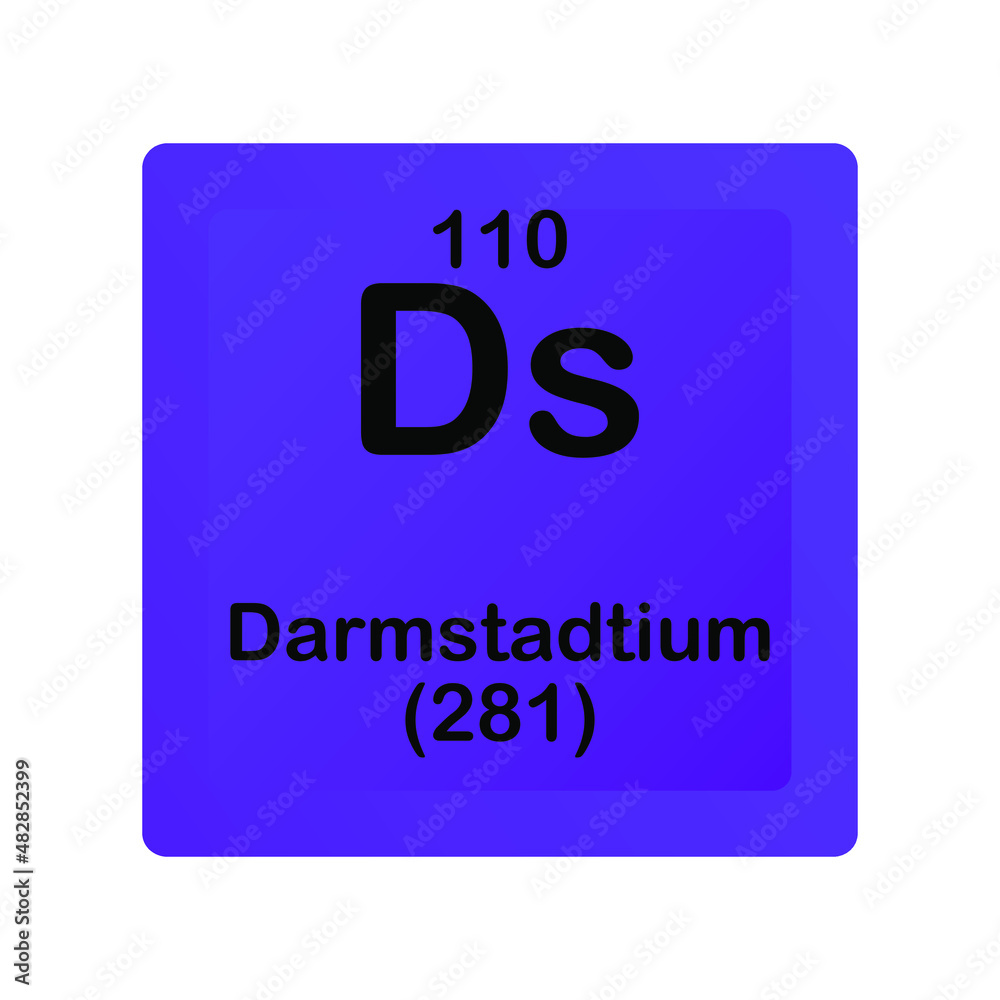 Darmstadtium Ds Chemical Element vector illustration diagram, with atomic number and mass. Simple flat dark gradient design for education, lab, science class. Darmstadtium Ds Chemical Element vector illustration diagram, with atomic number and mass. Simple flat dark gradient design for education, lab, science class.