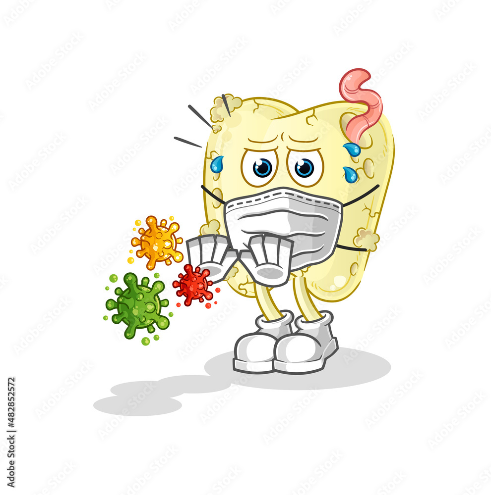 tooth decay refuse viruses cartoon. cartoon mascot vector