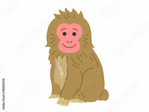 一匹のニホンザルのイラスト