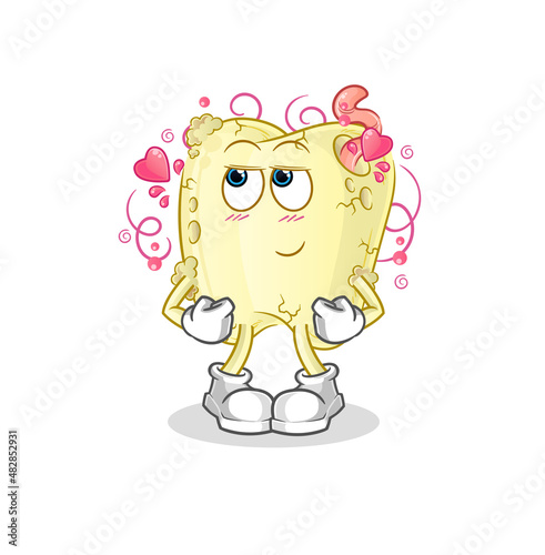 tooth decay shy vector. cartoon character