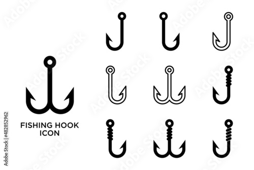 fishing hook icon set vector design template in white background photo