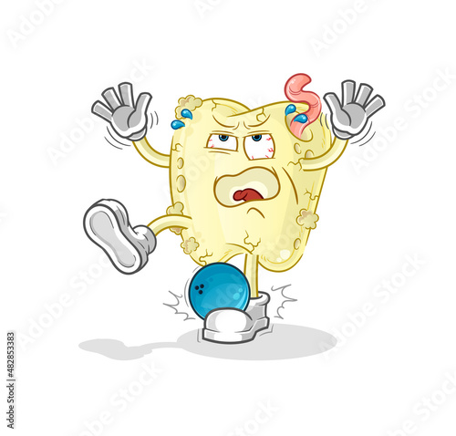 tooth decay hiten by bowling cartoon. cartoon mascot vector