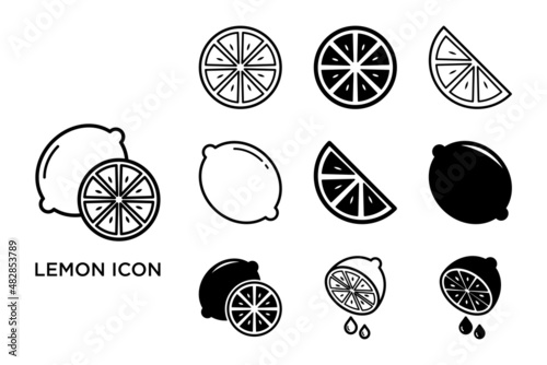 lemon icon set vector design template in white background