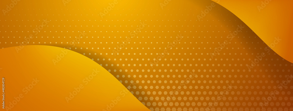 Abstract background made of curved lines and halftone dots in yellow colors