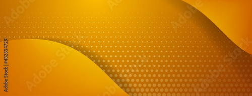 Abstract background made of curved lines and halftone dots in yellow colors