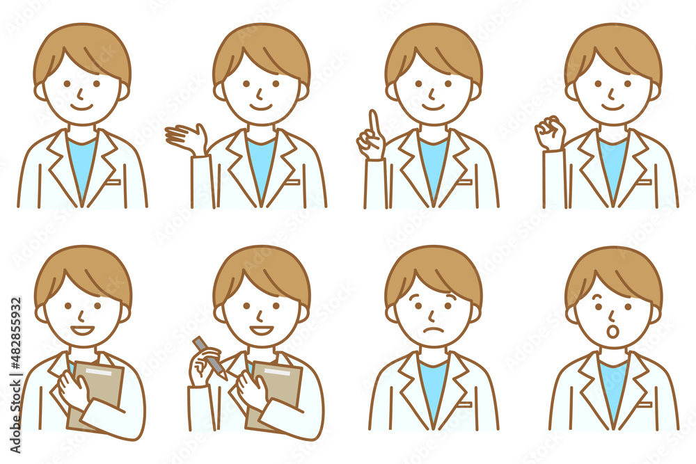 男性 医療 白衣 医者 科学 薬局 研究 人物 イラスト ベクター AI 素材