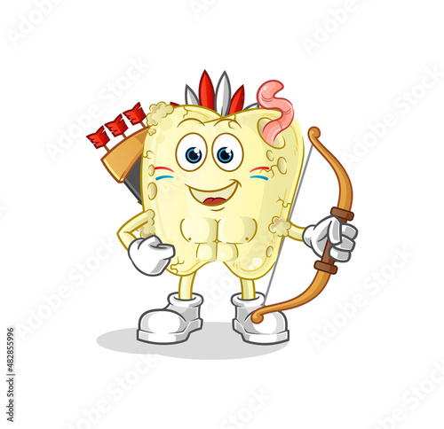 tooth decay native american tribe. cartoon mascot vector
