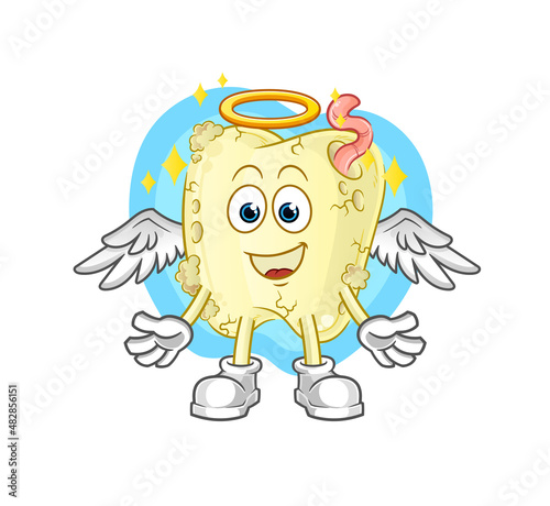 tooth decay angel with wings vector. cartoon character
