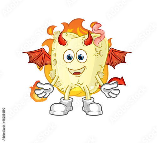 tooth decay demon with wings character. cartoon mascot vector