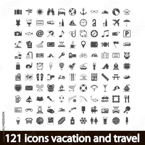 121 icons vacation and travel