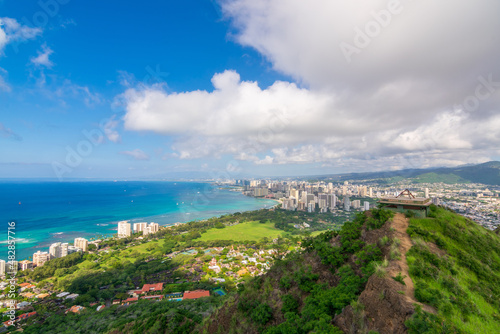 hawaii diamond head panoramic view of the city